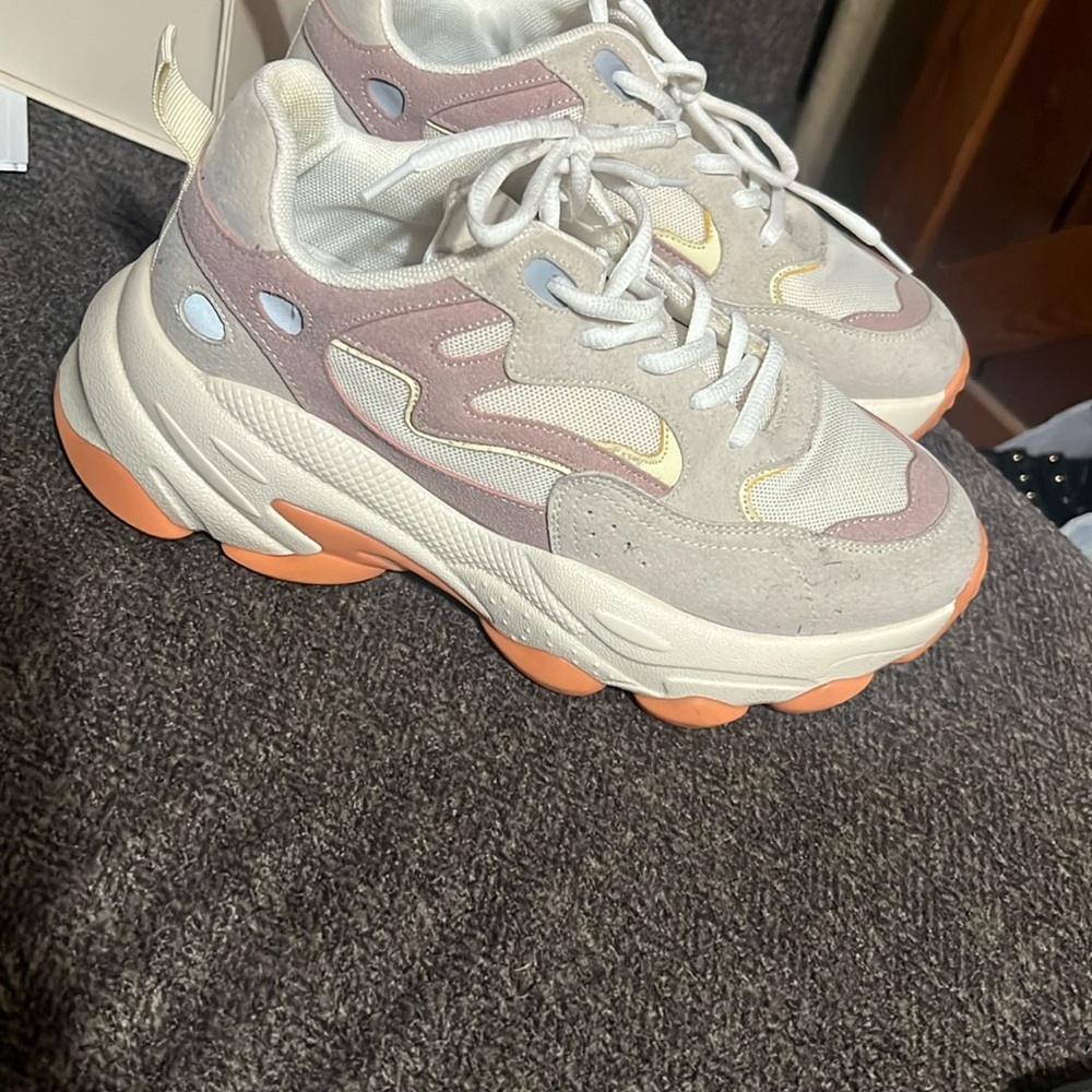 NA-KD Stylish Women's Sneakers in Cream and Orange